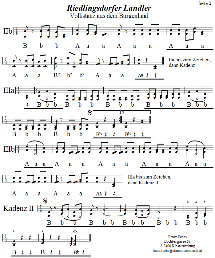 Riedlingsdorfer Landler Seite 2 in Griffschrift fr Steirische Harmonika. 
Bitte klicken, um die Melodie zu hren.